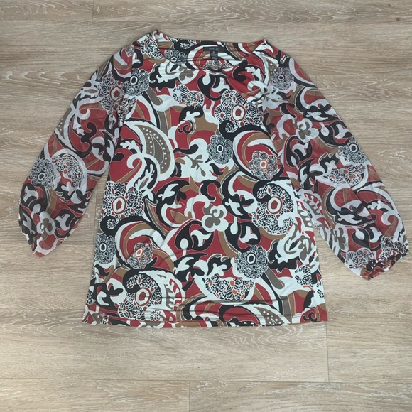 Style & Co. Tops - Style & Co. Red and Black Patterned Blouse Size PL